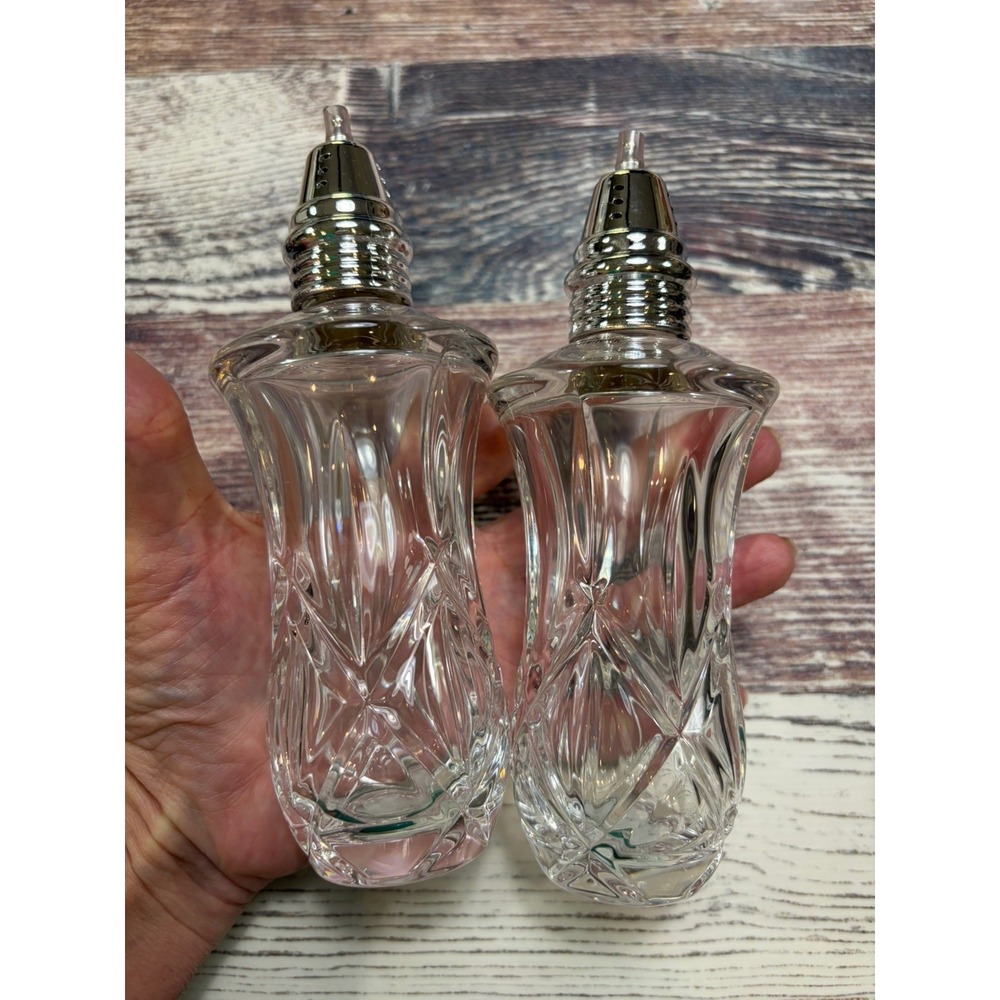 Gorham Crystal Salt & Pepper Shakers Lady Anne Vintage 7" Czech Republic Clear